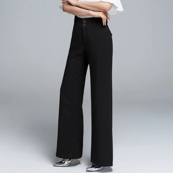 Femei Vintage de Birou Vrac Femei pantaloni Pantaloni cu Talie Înaltă Buzunar Frontal Flare Largi Picior OL Biroul Cariera Codrin Munca Purta Negru
