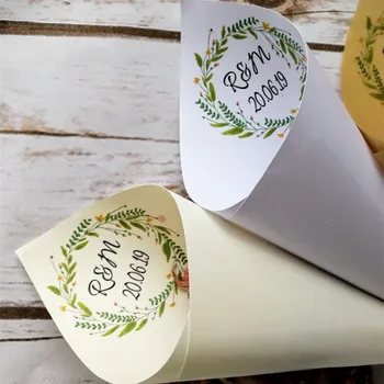 25pcs Personalizate coroană de flori Nunta, Confetti Conuri de Hârtie Personalizate Monograma petale de orez favoarea conuri de bomboane petrecerea de ziua popcorn conuri