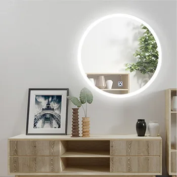 60cm 70cm diametru led oglinda de la baie cu lampă de perete anti-ceață, oglindă de toaletă inteligent bluetooth muzica oglindă de machiaj