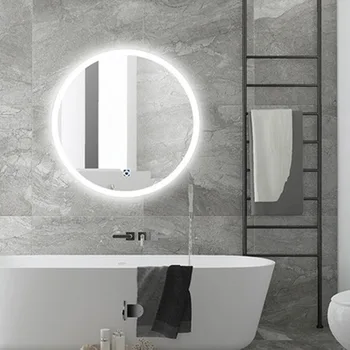 60cm 70cm diametru led oglinda de la baie cu lampă de perete anti-ceață, oglindă de toaletă inteligent bluetooth muzica oglindă de machiaj