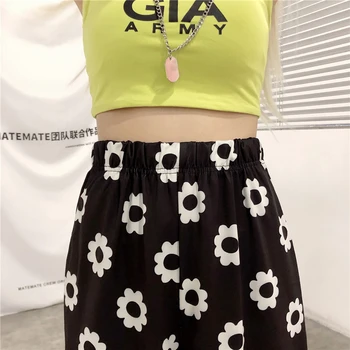 SHENGPALAE 2021 Moda Harajuku Streetwear Femei din coreea Drăguț Floare Margarete Grafic de Imprimare Direct Boho Înaltă Talie Pantaloni ZA2832