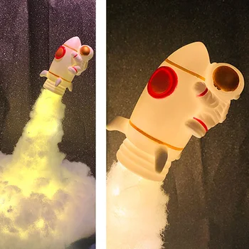 Ziua îndrăgostiților 3D Noi Astronaut Racheta Model LED Lumina de Noapte Speciale Rafinat Lampă de Masă Buton Baterie Dropshipping