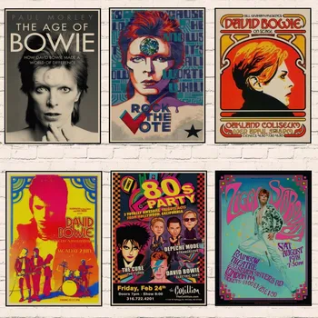 David Bowie Diamant Set de pictura Retro Vintage Muzica Rock Hârtie Kraft Postere Rock Cântăreață Autocolante de Perete Cafe Bar, Cameră de Decorare