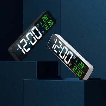 LED Ceas cu Alarmă de Amânare Alarmă Dublă Ceasuri Digitale cu Ecran Mare Calendar de Afișare a Temperaturii Electronice Desktop Ceas Tăcut