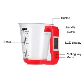 1KG/g 600ML Ceașcă de Măsurare Cântare de Bucătărie Digital Pahar Balanta Instrument Electronic de Scară Cu Display LCD Cupe Bucătărie Cântare