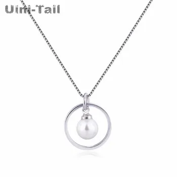 Uini-Coada noua argint 925 coreea temperament simplu cerc perla pandantiv colier moda sălbatic scurt clavicula lanț cadou