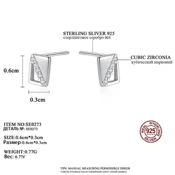 PAG&MAG Creat Dreptunghi Cubic Zircon Cercei Stud Argint 925, Cercei Moda Bijuterii Farmec Petrecere Cadou SE0273