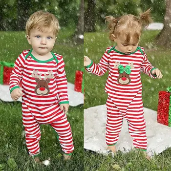 Noi De Iarnă Haine Pentru Copii Nou-Născut Băieți Fete Salopetă De Crăciun Cerb De Imprimare Pentru Sugari Pijamale Pijamale Copil Drăguț Îmbrăcăminte De Noapte