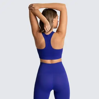 Femei trening antrenament solid set 2 buc fără sudură Yoga set tricotate de sport de fitness de top sport jambiere talie mare femei sportwear