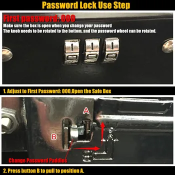 XL:30x24cm Metal Mini Seif Key Lock Store Bani Monedă Casier, 2-strat de Ori Parola de marcat Bijuterii Card Bancar de Depozitare