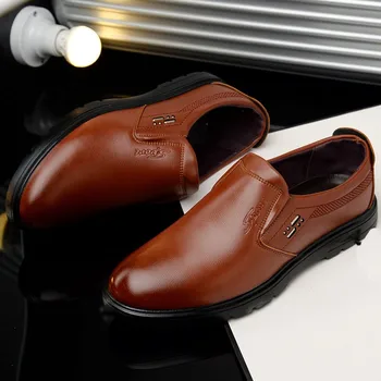 Piele moale Patru Sezoane Barbati Pantofi de Afaceri Cap Rotund Superficial Gura Pantofi Casual Leneș Anglia Formale Munca Barbati Plat Shoes4521