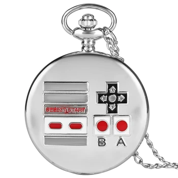 Creative Gamepad Tema Cuarț Ceas de Buzunar de Argint Retro Colier Pandantiv Ceas Cadouri pentru Barbati Femei Copii Fanii de Joc de Colecție