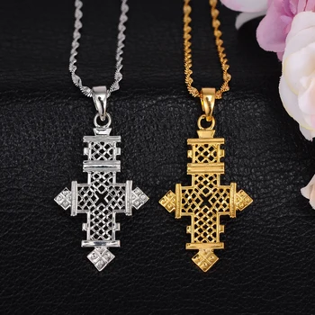 Bangrui Etiopian Cruce de Aur Pandantiv Coliere pentru Femei/Barbati, Aur Africa Etiopia Cruci Mari de Bijuterii Eritreea
