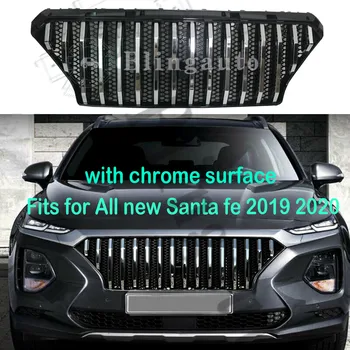 Grila fata radiator grila se potriveste pentru H yundai toate noul Santafe TM 2019 2020 Santa fe chrome ABS grila de culori lucioase argint