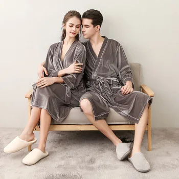Noi Catifea Haine Pentru Femei și Bărbați Toamnă Cupluri de Lux Halat de baie Plus Dimensiune Sleepwear Kimono Mireasa, domnisoara de Onoare Halat Halat