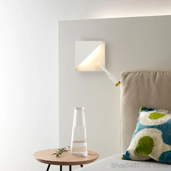 Nordic Dublu Independent de Perete LED Lampă de Noptieră Dormitor Lectură Tranșee de Perete de Lumină Moderne de Studiu a Comuta Lumina de Fundal de Prindere