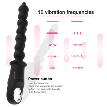 Prelungi Vibrator Anal Trage Margele USB Reîncărcabilă Anal Plug 10 Viteze de Vibrații Stimularea punctului G Adult Gay Sex Jucării pentru Om