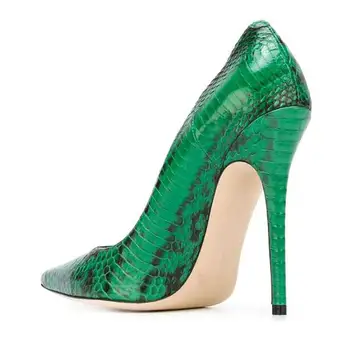 Sexy Sarpe Verde Pompe de Piele Femei Pantofi de Moda a Subliniat Toe Stilet Pompe Slip-on Tocuri Subtiri de Mare Pantofi Rochie