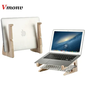 2 in 1 din Lemn Suport pentru Laptop Titularul Crescut Înălțimea de Depozitare stand Notebook Verticale Baza Stand de Răcire pentru Macbook 13 15 Inch Muntele