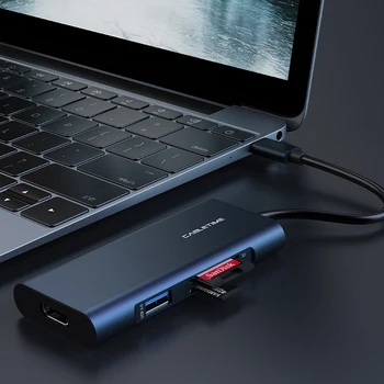 CABLETIME HUB USB-C to USB 3.0 PD HDMI, SD/TF de culoare albastru Închis Card Reader Adaptor pentru Macbook air pro Huawei Matebook X 13 C256