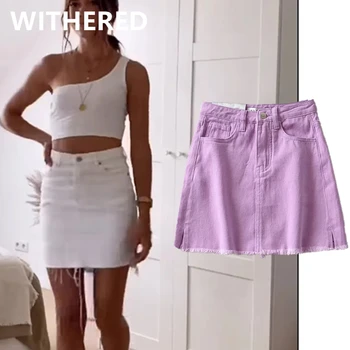 Uscat faldas mujer moda de vară 2020 ins blogger de moda retro lavanda talie mare bavuri O-linie femei fusta mini fuste femei
