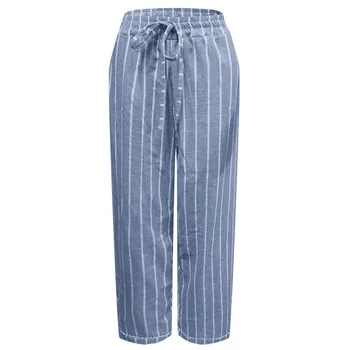 Femei pantaloni casual Lenjerie Pantaloni pentru Femei de Moda Siret-Up Sport Solid Stripe Ușor de Imprimare casual Pantaloni Largi 4