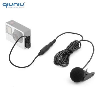 QIUNIU Profesional de 3,5 mm pentru Microfon Extern Clip Pe Microfon + Cablu Mini USB Adapter Kit Accesorii pentru GoPro Hero 3 3+ 4 Camera