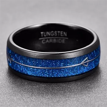 De lux 6mm Albastru Imitație Vermiculit Bărbați Tungsten Inel de Oțel Săgeata Ciolan Petrecere de Nunta Inel Pentru Bărbați Accesorii