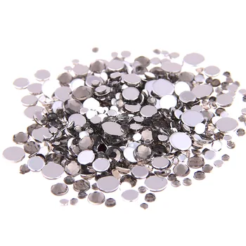 Diamant negru Culoare 1.5~12mm Spate Plat Rotund Strasuri Acrilice Margele,3D Acril Unghii de Arta / Decor Îmbrăcăminte