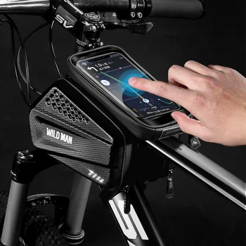 OMUL SĂLBATIC Biciclete Telefonul Sac de MTB Biciclete Rutier Fața de Sus Cadru Tub Touch Screen Hard Shell Sac Laterale Duble Coș Echipamente de Ciclism