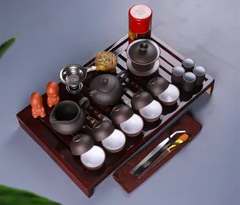 Kung Fu Set de Ceai Drinkware Lut Violet ceramice Binglie trei opțiuni includ ceainic Ceasca Strachină Infuser TeaTray