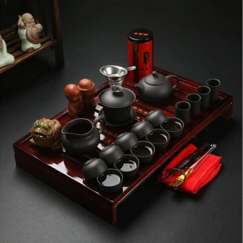 Kung Fu Set de Ceai Drinkware Lut Violet ceramice Binglie trei opțiuni includ ceainic Ceasca Strachină Infuser TeaTray