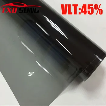 Cele mai ieftine VLT 45% 50x300CM/Lot Mașină Neagră Fereastră Tentă Film Clădire fereastra casei solare tentă folie Solar geam Lateral Tentă film