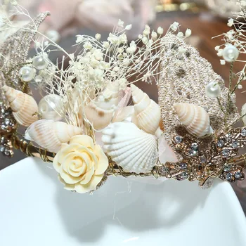 Haimeikang Veșnică Floare Fete Ghirlande Bentita Vintage Shell Pearl Hairband Plaja Florale Caciula pentru Femei Accesorii de Par