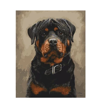 Câinele Pictura Cu funcție De Numărul de Animale DIY Kituri Pe Pânză Pentru Desen de Colorat Manual Cu Poză Înrămată Cu Numărul Acasă Decortion