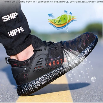 Bărbați Steel Toe Securitatea muncii Pantofi Respirabil în aer liber Casual Sneaker Puncție Dovada Cizme de Camuflaj Industriale Pantofi pentru toamna