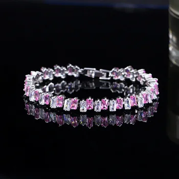 Cubic Zirconia de Lux Brățări pentru Femei Cristal Dublu pătrat Geometrice Colorate Lanțuri de Bijuterii Stras Romantic