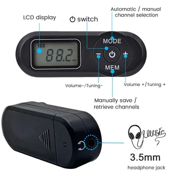 De Buzunar Digital FM Radio FM:64-108MHz Portabil FM Radio Receptor cu Ecran LCD Gât Curea de 3,5 mm pentru Căști