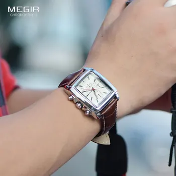 Megir Casual Bărbați Ceasuri De Lux De Moda Curea Din Piele Impermeabil Cuarț Ceas De Brand De Top Militară Sport Cronograf Ceas De Mână