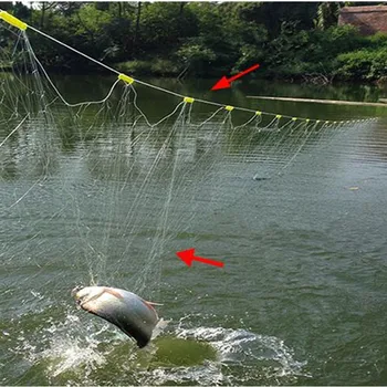 Depth1.5m lungime 50m-100m 3 straturi de plasă duce sinker chiuveta net plastic colac de pescuit plase de nailon de pescuit de rețea instrument de pescuit