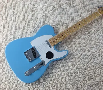 En-gros de Fabrica personalizat cer albastru-string-thru-body chitara electrica cu pickguard alb,chrome hardware,poate fi personalizat