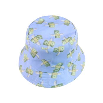 KLV Moda Cer Albastru Găleată Pălării de Dolari de Imprimare de Pescuit, de Vânătoare Capace Pentru Femei Chapeau Gorro