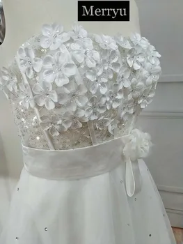 3D Aplicatii Florale șirag de mărgele Iluzie dantelă Scurt Iubita Nunta DressA Linie 2020 Simplu Nou Rochii de Mireasa Vestido de noiva