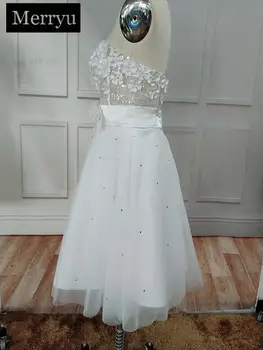 3D Aplicatii Florale șirag de mărgele Iluzie dantelă Scurt Iubita Nunta DressA Linie 2020 Simplu Nou Rochii de Mireasa Vestido de noiva