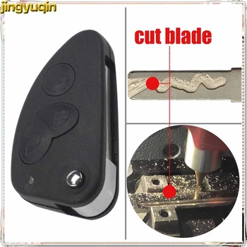 Jingyuqin Netăiat/Cut Blade 3 Butoane Flip Pliante de la Distanță Masina de Caz-Cheie Shell Fob pentru Alfa Romeo 147 156 166 GT