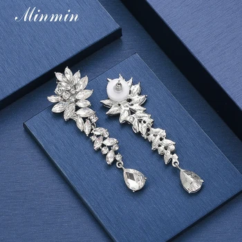 Minmin Elegant Floare de Cristal Cercei Clip fara Piercing Argint de Culoare Clip de Nunta Femei Cercei Moda Bijuterii Meh1566
