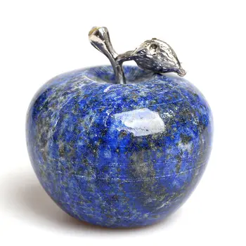 Taie Natural Lapis Lazuli Cristal Apple Figurina cu Aliaj Frunze Prespapier Ambarcațiuni Ornament Decorativ și de Festivalul de Cadou