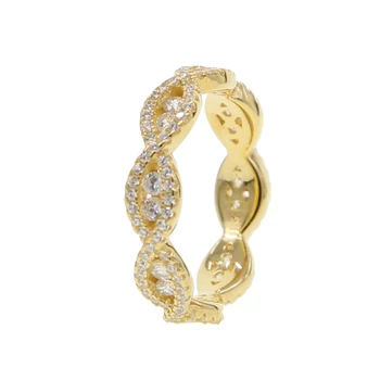Aur, Vermeil argint 925 logodna inel de trupa scântei bling cz infinity inele pentru femei