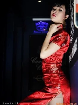 Roșu sexy rochii chineză chineză roșu qipao oriental stil rochii din satin stil chinezesc modern cheongsam oriental rochie de mătase