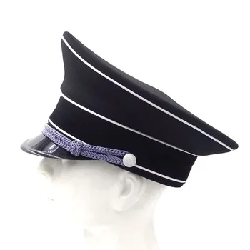 Al doilea RĂZBOI mondial WW2 German Germania Ofițer de Elită Lână Pălărie Ofițer Vizor Capac de Argint Snur Negru